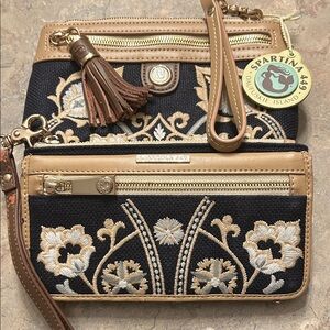 Spartina 449 Black and Tan Floral Clutch